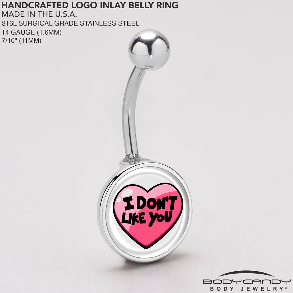 BodyCandy I Don't Like You Valentine Heart Belly Ring — back view