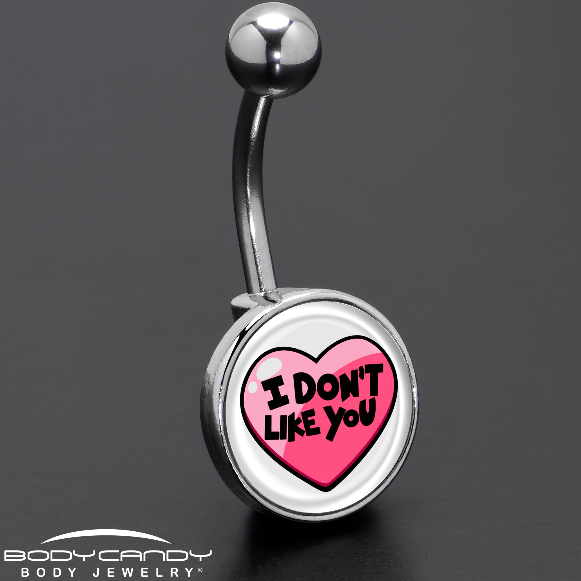 BodyCandy I Don't Like You Valentine Heart Belly Ring — size reference