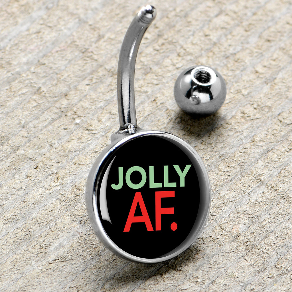 BodyCandy Jolly AF Festive Holiday Christmas Belly Ring by Onyx O — side view
