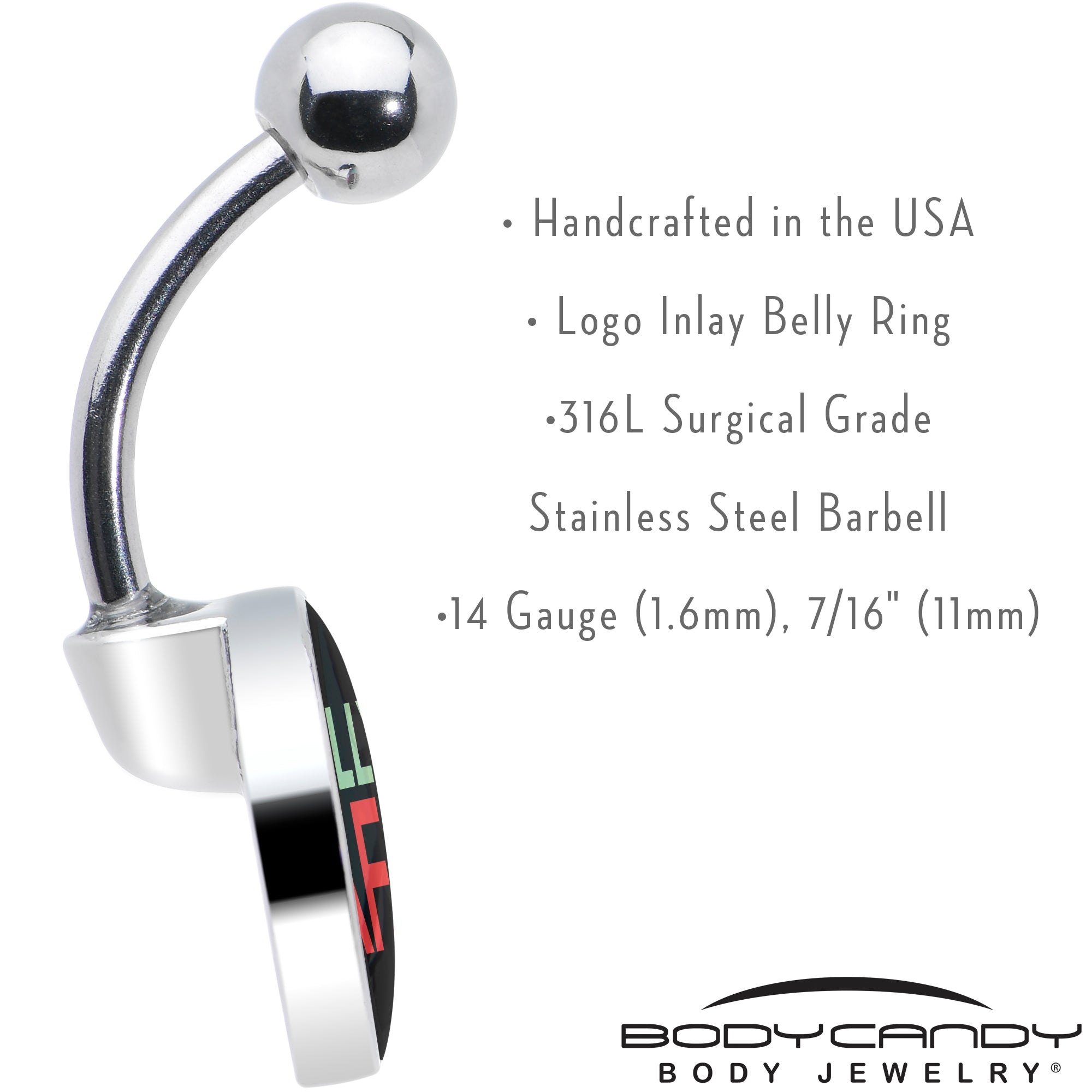 BodyCandy Jolly AF Festive Holiday Christmas Belly Ring by Onyx O — in-use photo