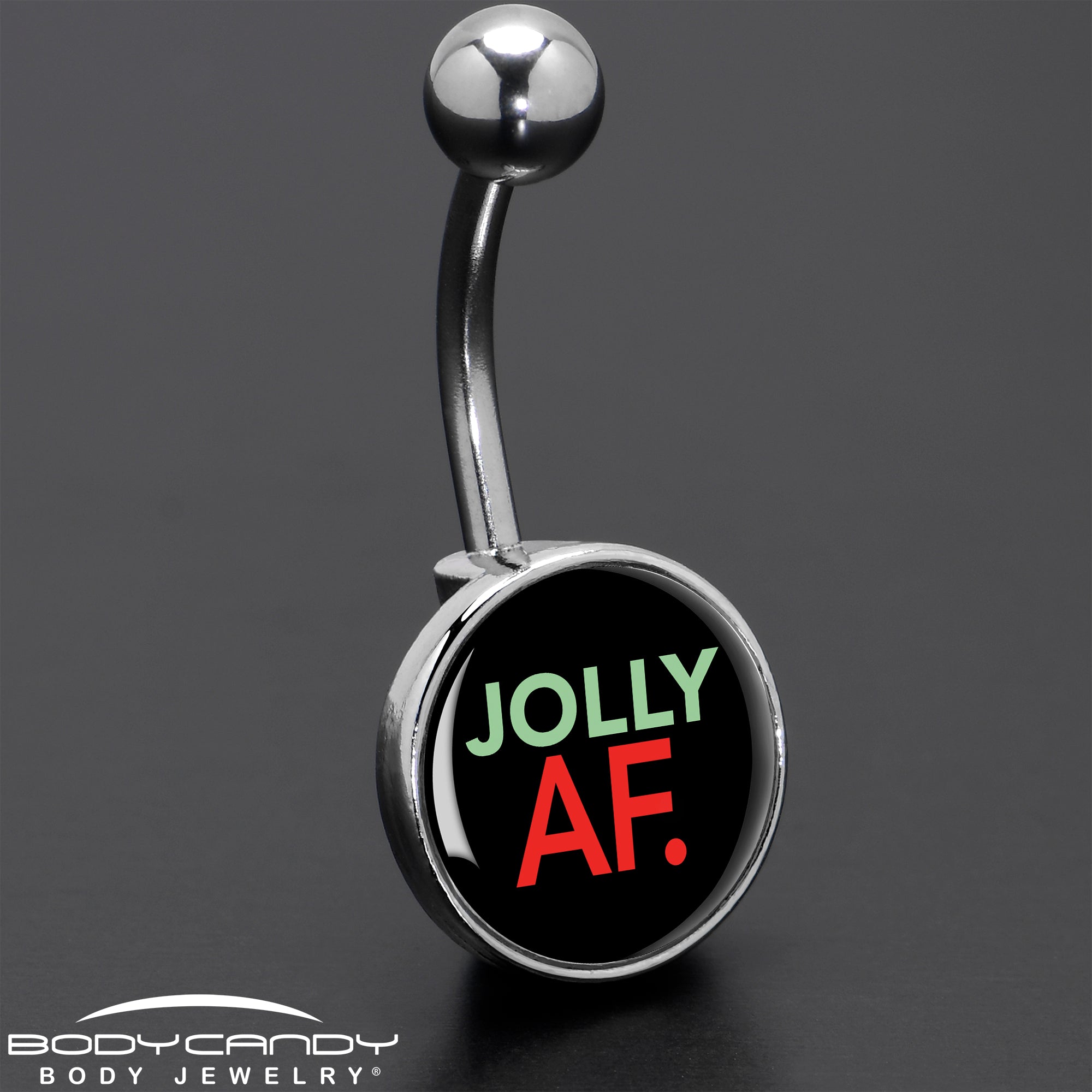 BodyCandy Jolly AF Festive Holiday Christmas Belly Ring by Onyx O — size reference