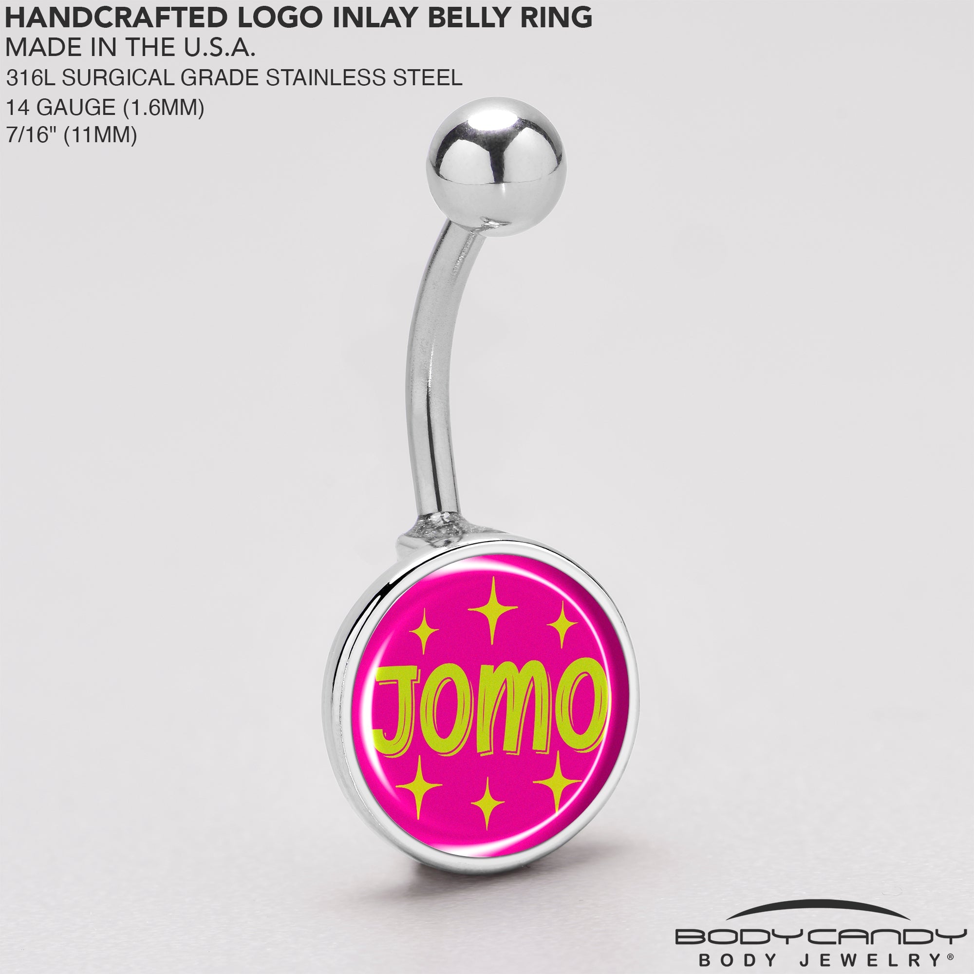 BodyCandy Pink JOMO Belly Ring by Onyx O — back view