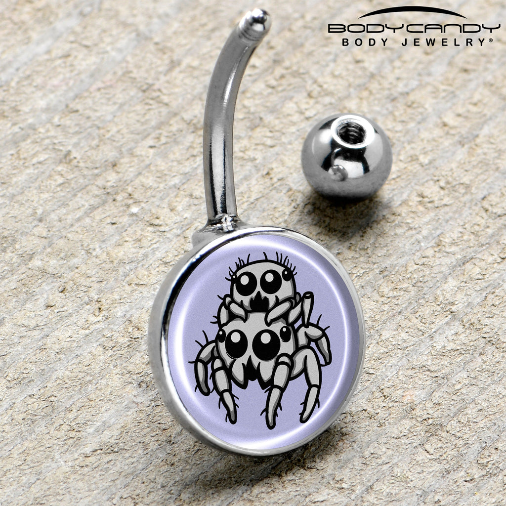 BodyCandy Leaping Leapfrog Spiders Belly Ring by Onyx O — side view