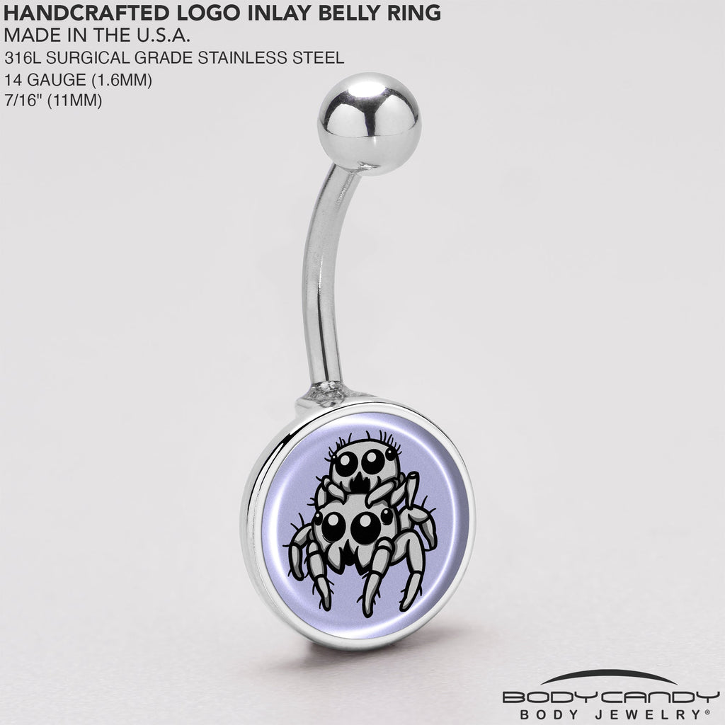 BodyCandy Leaping Leapfrog Spiders Belly Ring by Onyx O — back view