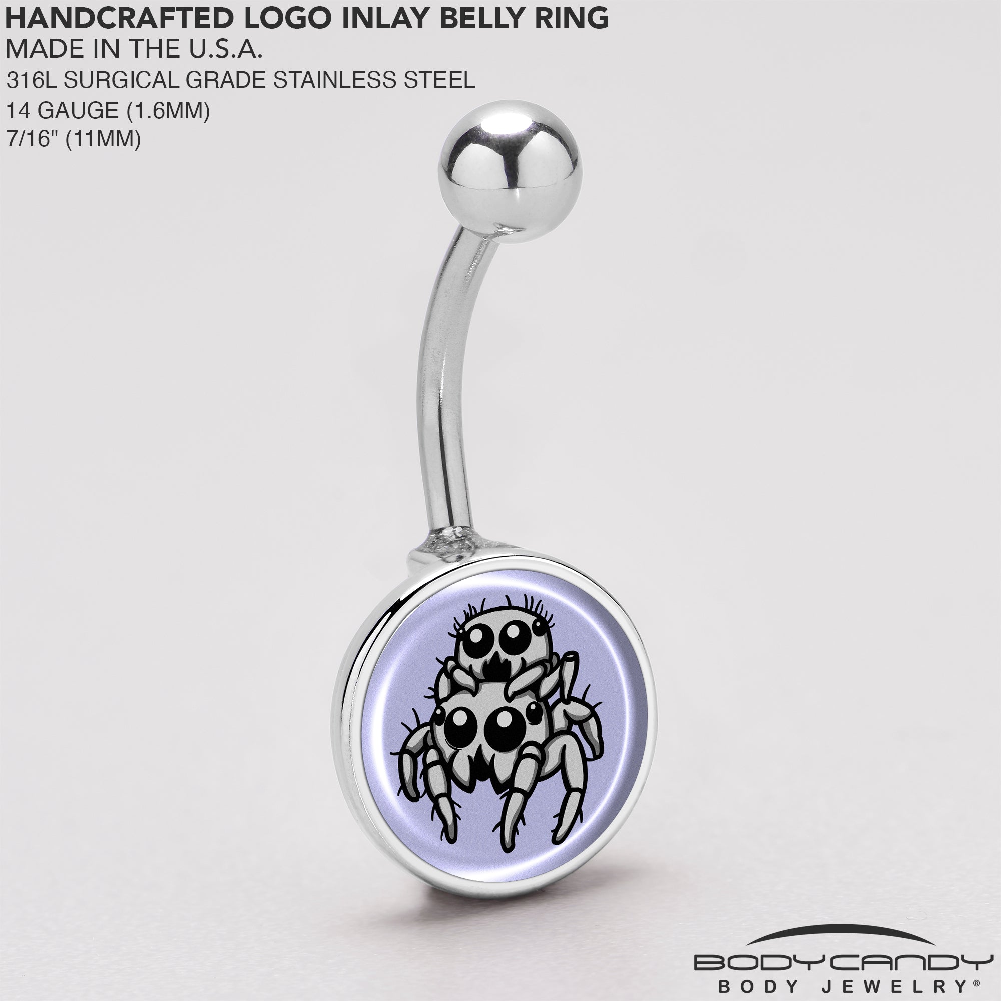 BodyCandy Leaping Leapfrog Spiders Belly Ring by Onyx O — back view