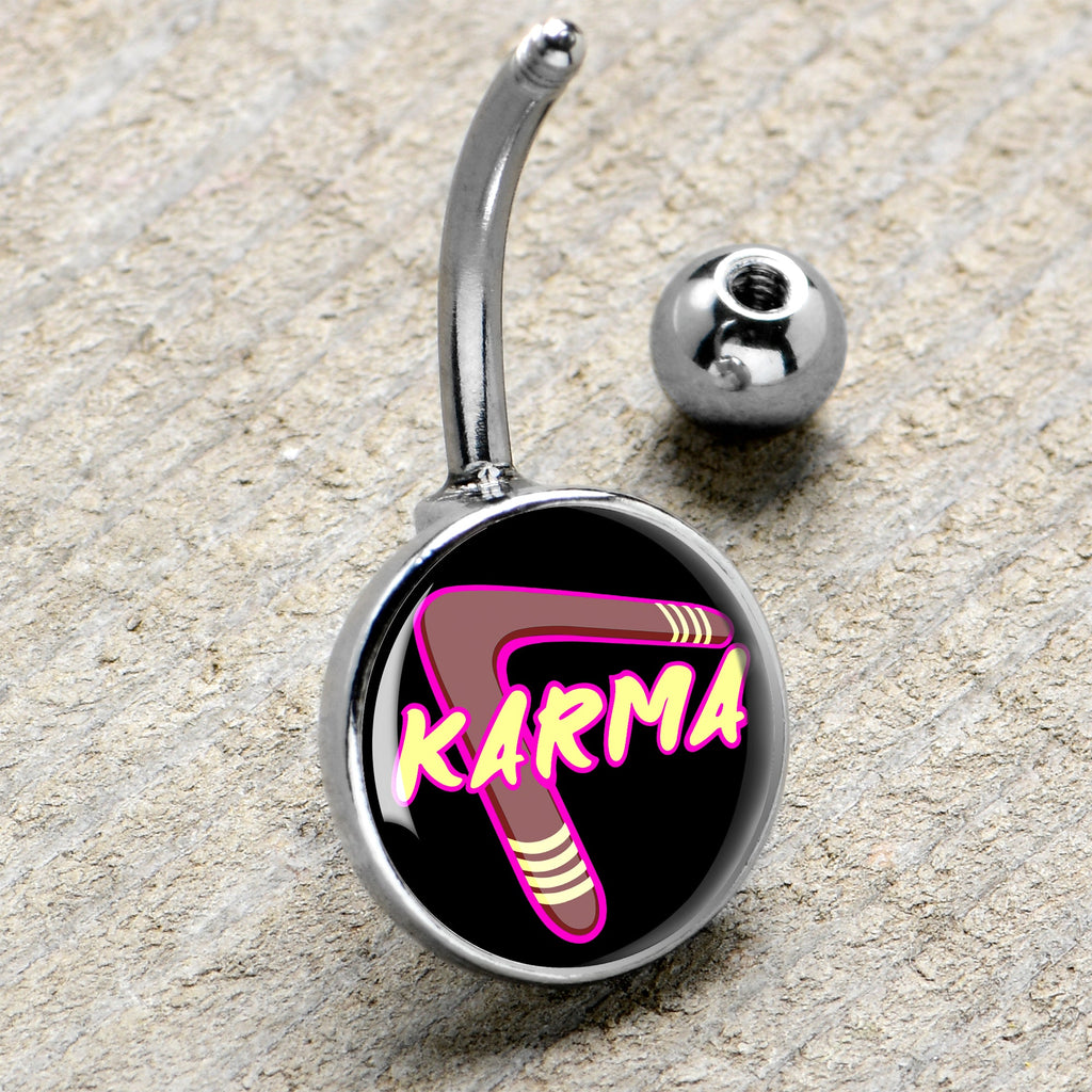 BodyCandy Karmic Boomerang Belly Ring by Onyx O — side view