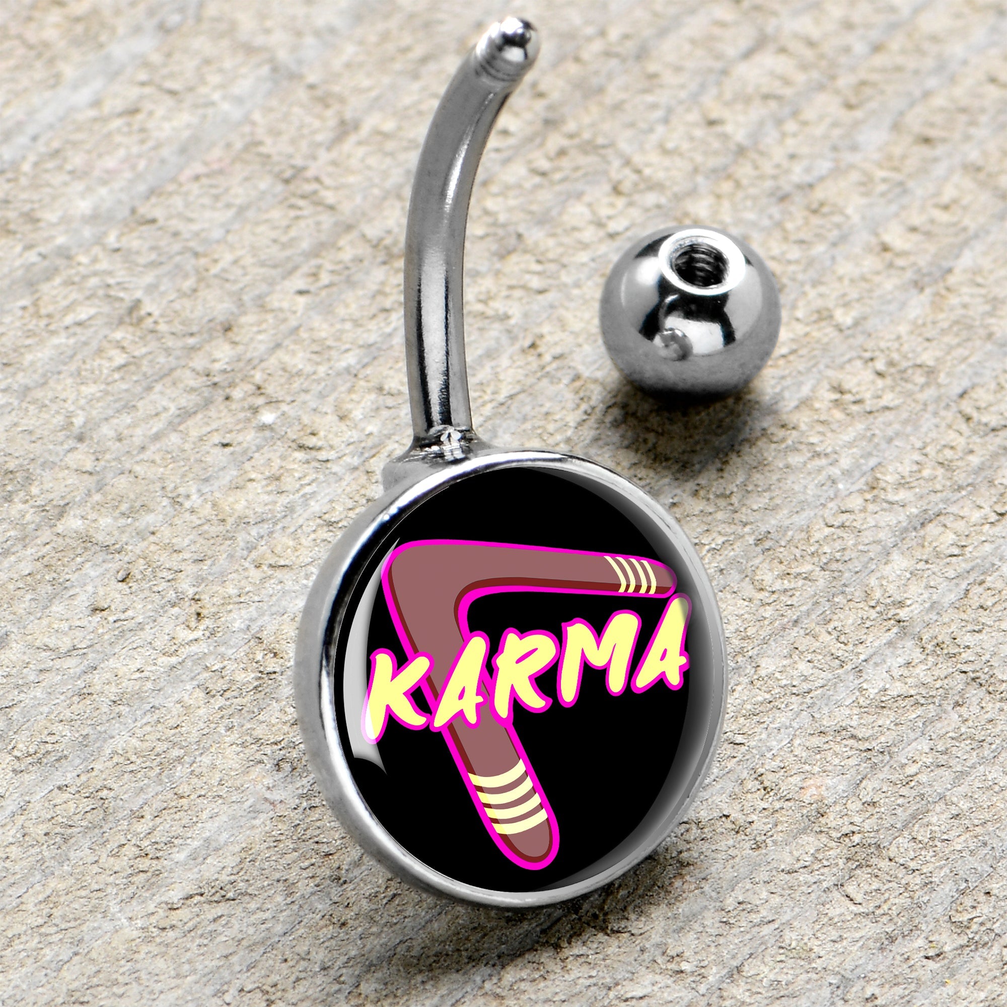 BodyCandy Karmic Boomerang Belly Ring by Onyx O — side view