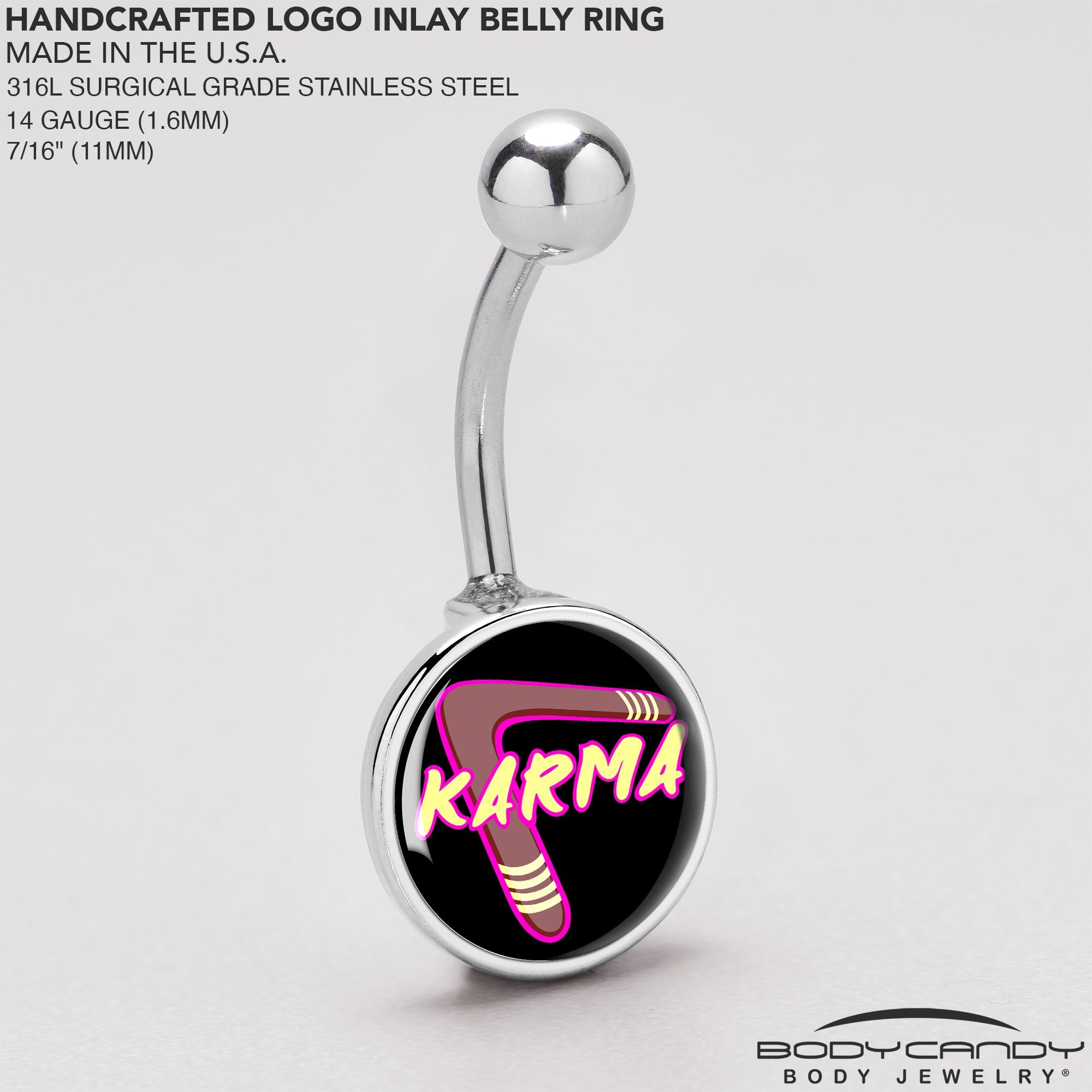 BodyCandy Karmic Boomerang Belly Ring by Onyx O — back view