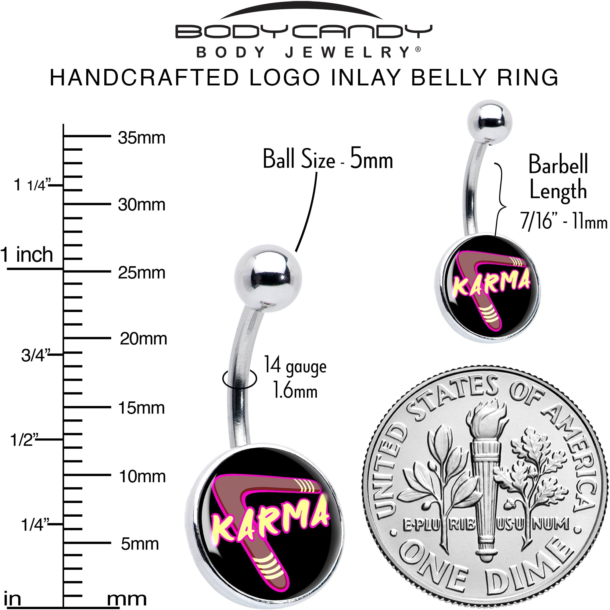 BodyCandy Karmic Boomerang Belly Ring by Onyx O — alternative angle