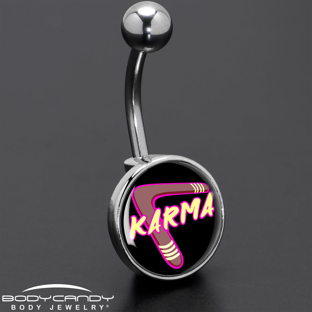 BodyCandy Karmic Boomerang Belly Ring by Onyx O — size reference