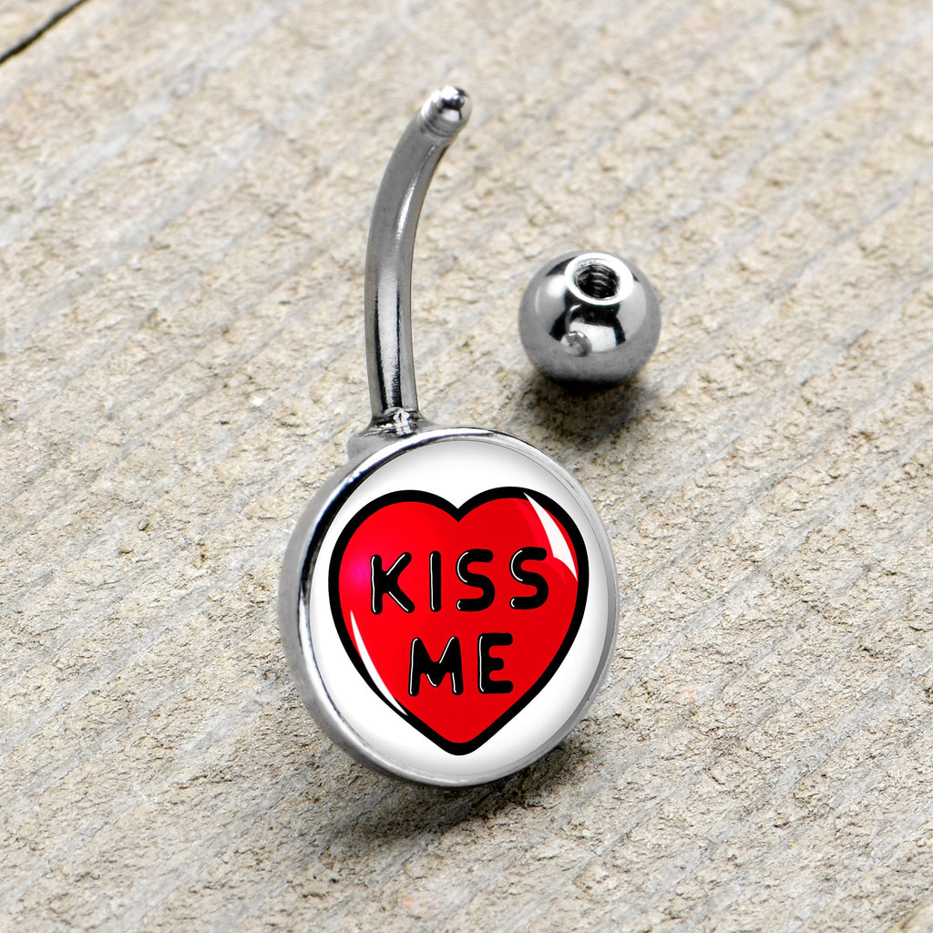 BodyCandy Kiss Me Candy Heart Belly Ring by Onyx O — side view