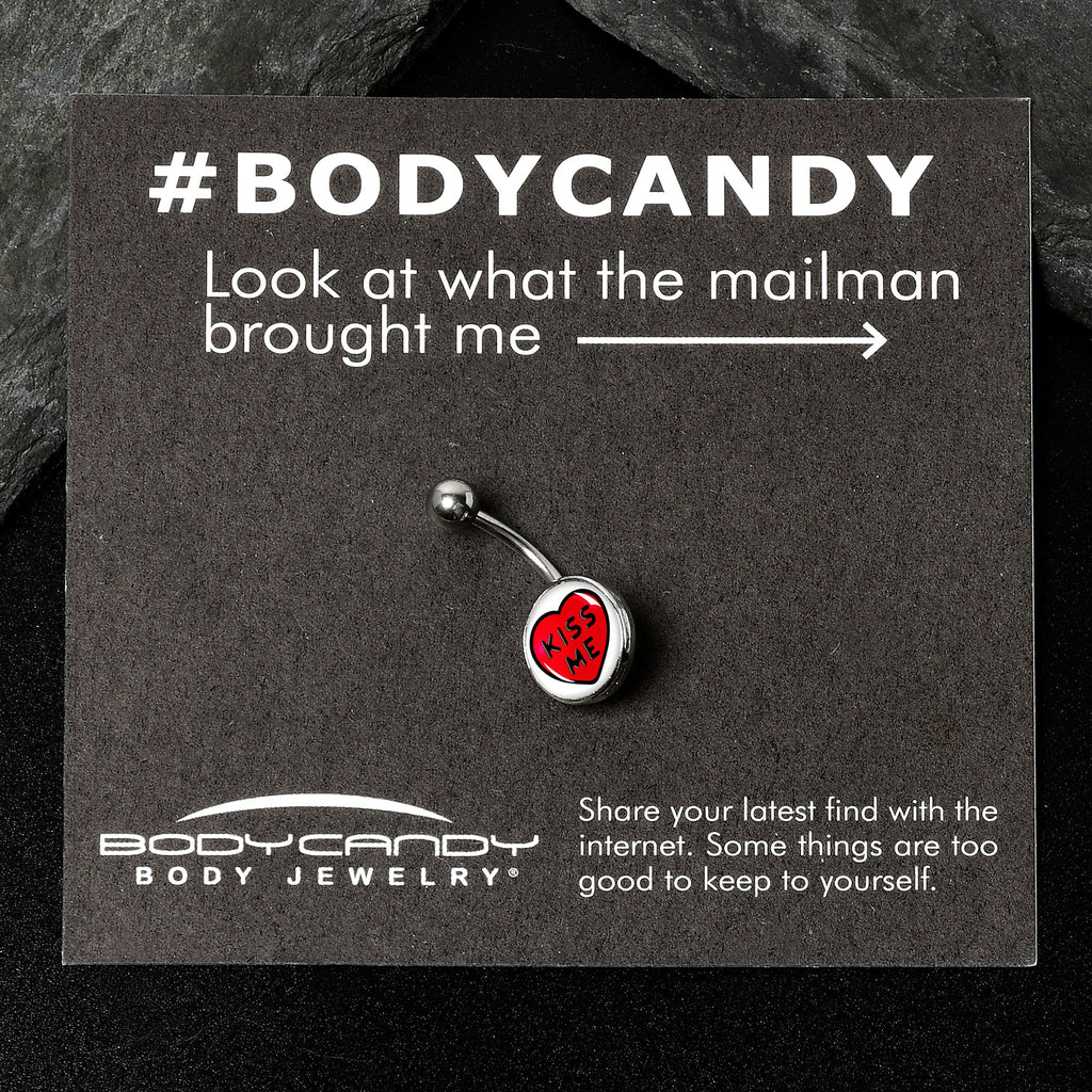 BodyCandy Kiss Me Candy Heart Belly Ring by Onyx O — back view