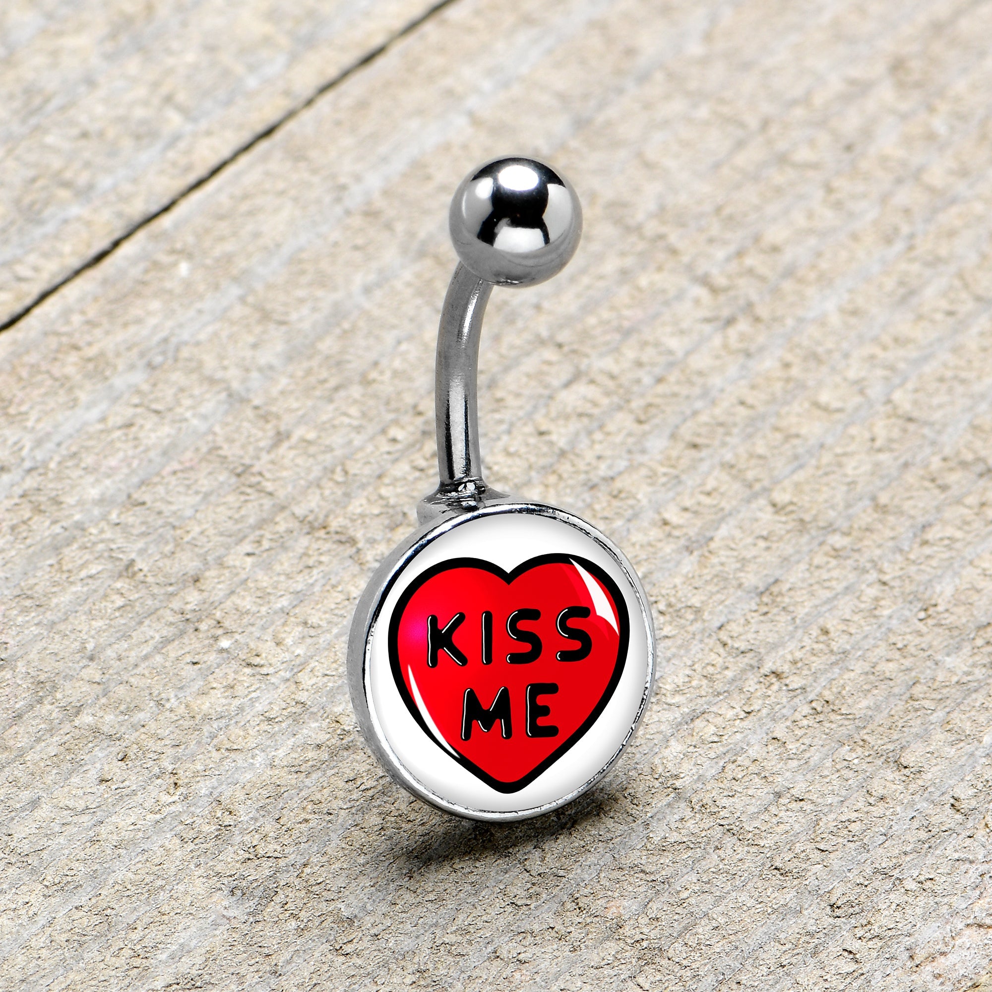 BodyCandy Kiss Me Candy Heart Belly Ring by Onyx O — size reference