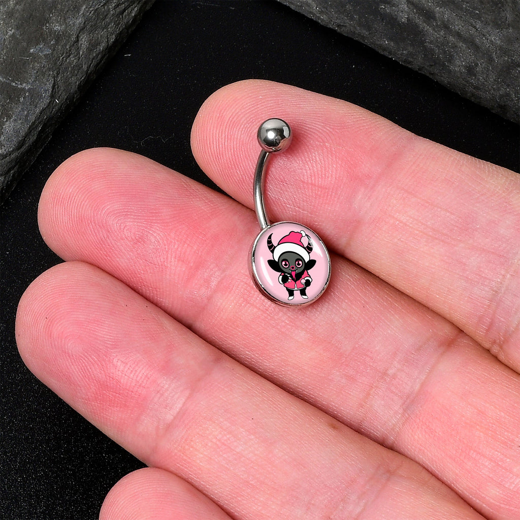 BodyCandy Krampus Cutie Christmas Holiday Belly Ring by Onyx O — detail close-up