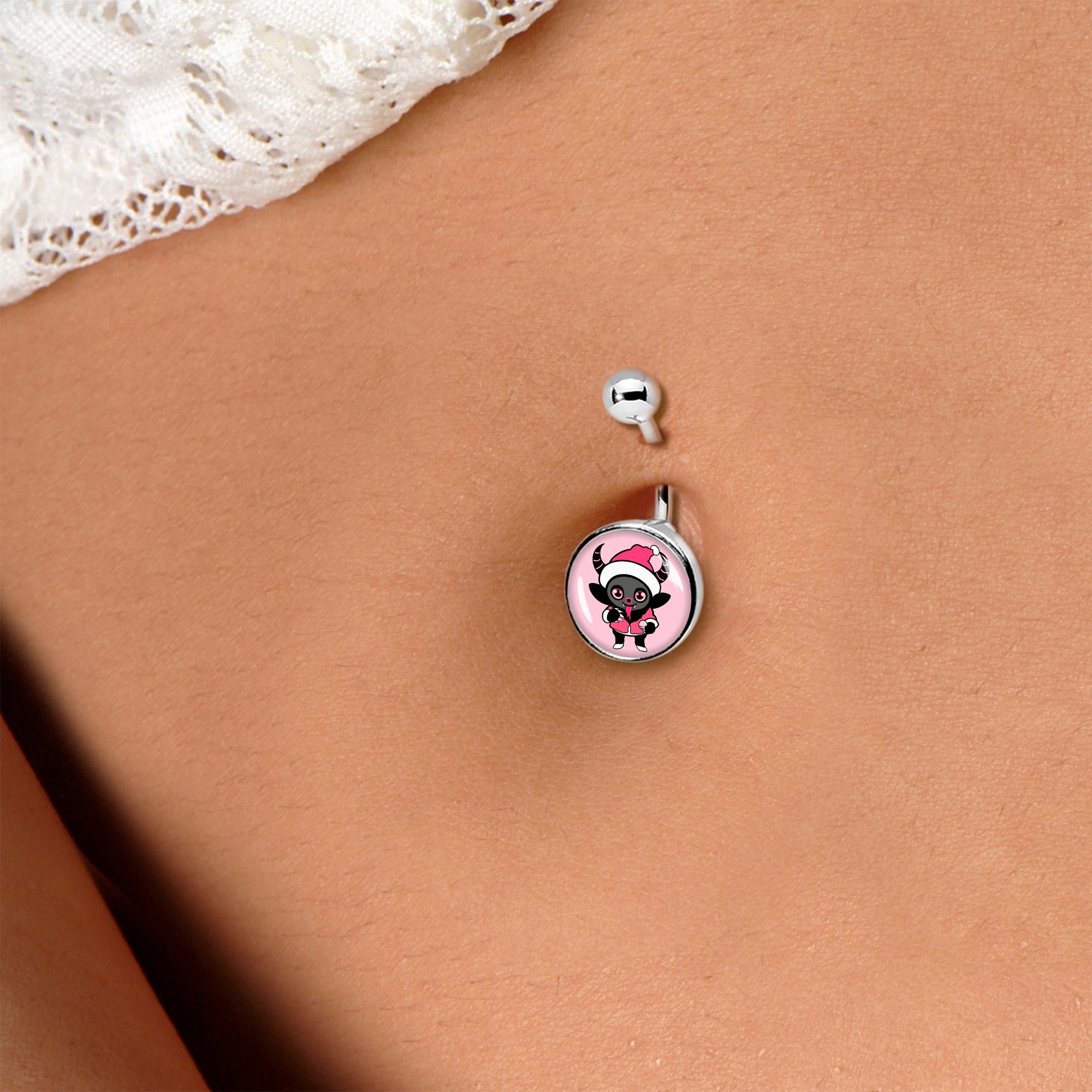 BodyCandy Krampus Cutie Christmas Holiday Belly Ring by Onyx O — lifestyle context