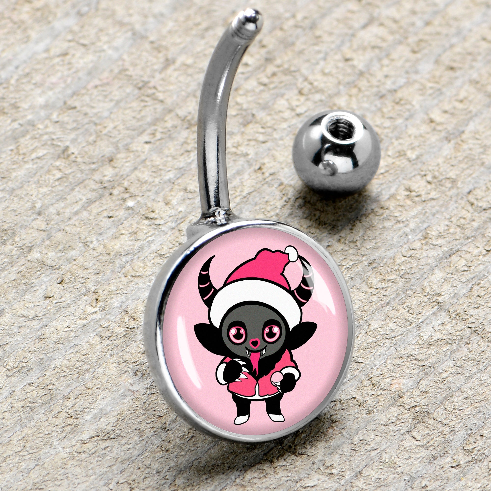 BodyCandy Krampus Cutie Christmas Holiday Belly Ring by Onyx O — side view
