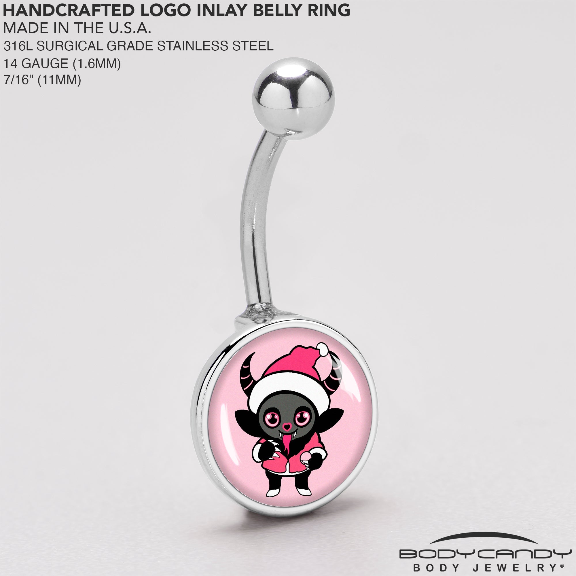 BodyCandy Krampus Cutie Christmas Holiday Belly Ring by Onyx O — back view