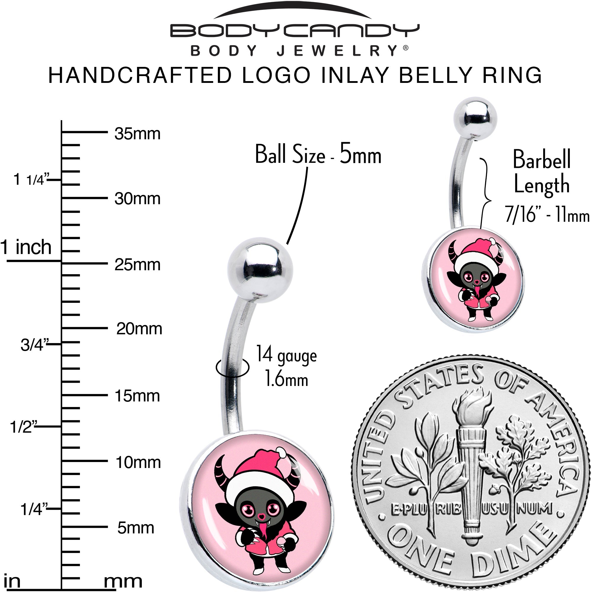 BodyCandy Krampus Cutie Christmas Holiday Belly Ring by Onyx O — alternative angle
