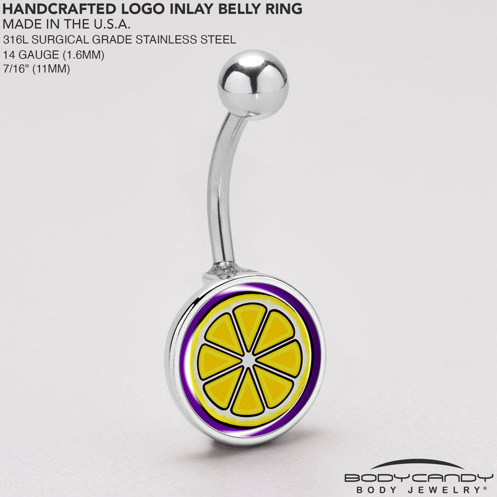 BodyCandy Yellow Slice of Lemon Belly Ring by Onyx O — back view