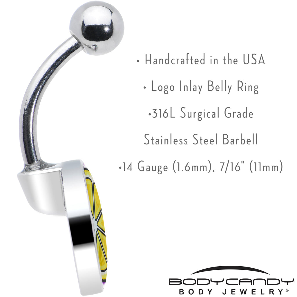 BodyCandy Yellow Slice of Lemon Belly Ring by Onyx O — in-use photo