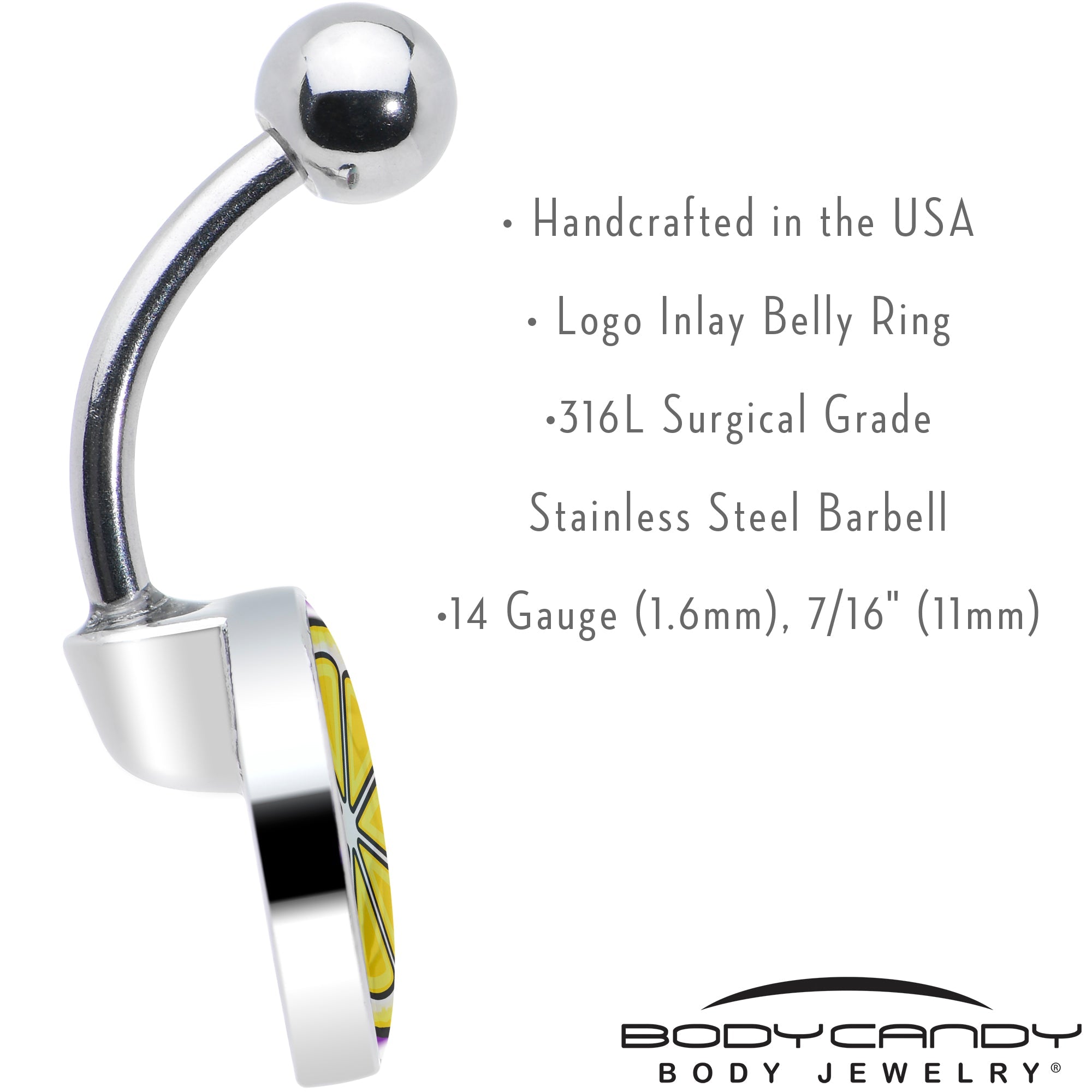 BodyCandy Yellow Slice of Lemon Belly Ring by Onyx O — in-use photo