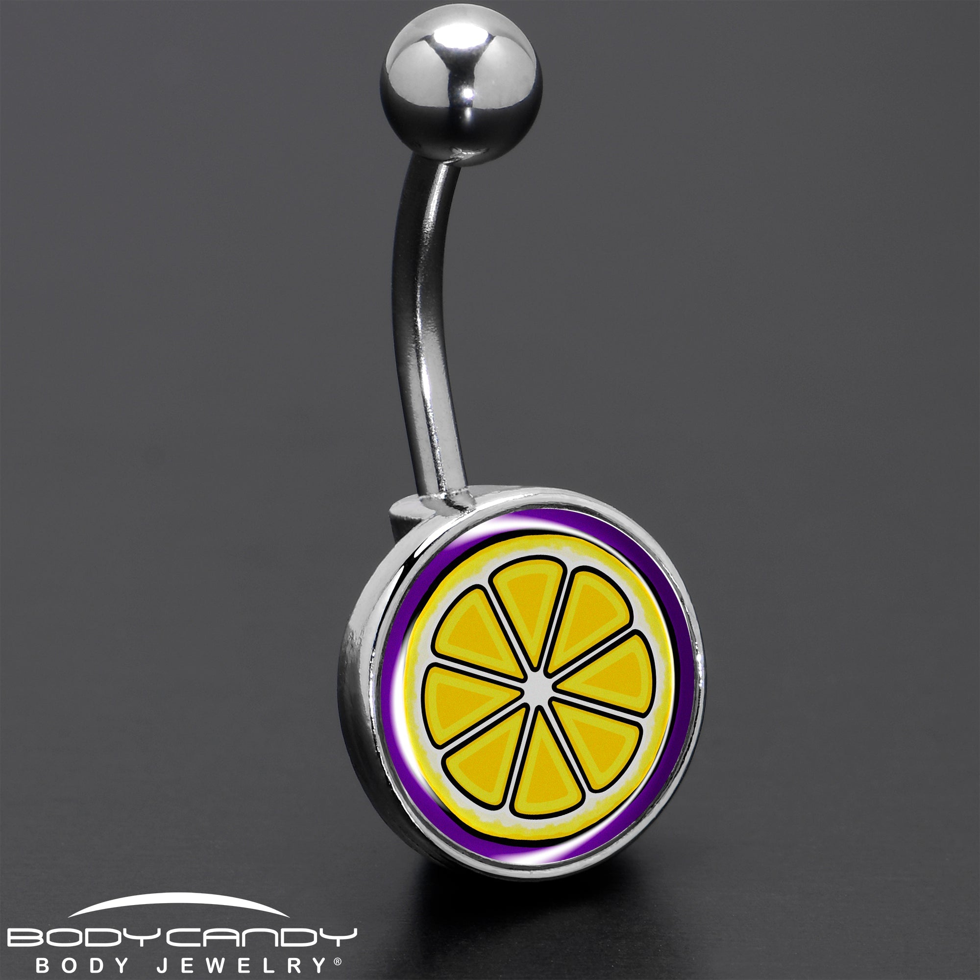 BodyCandy Yellow Slice of Lemon Belly Ring by Onyx O — size reference