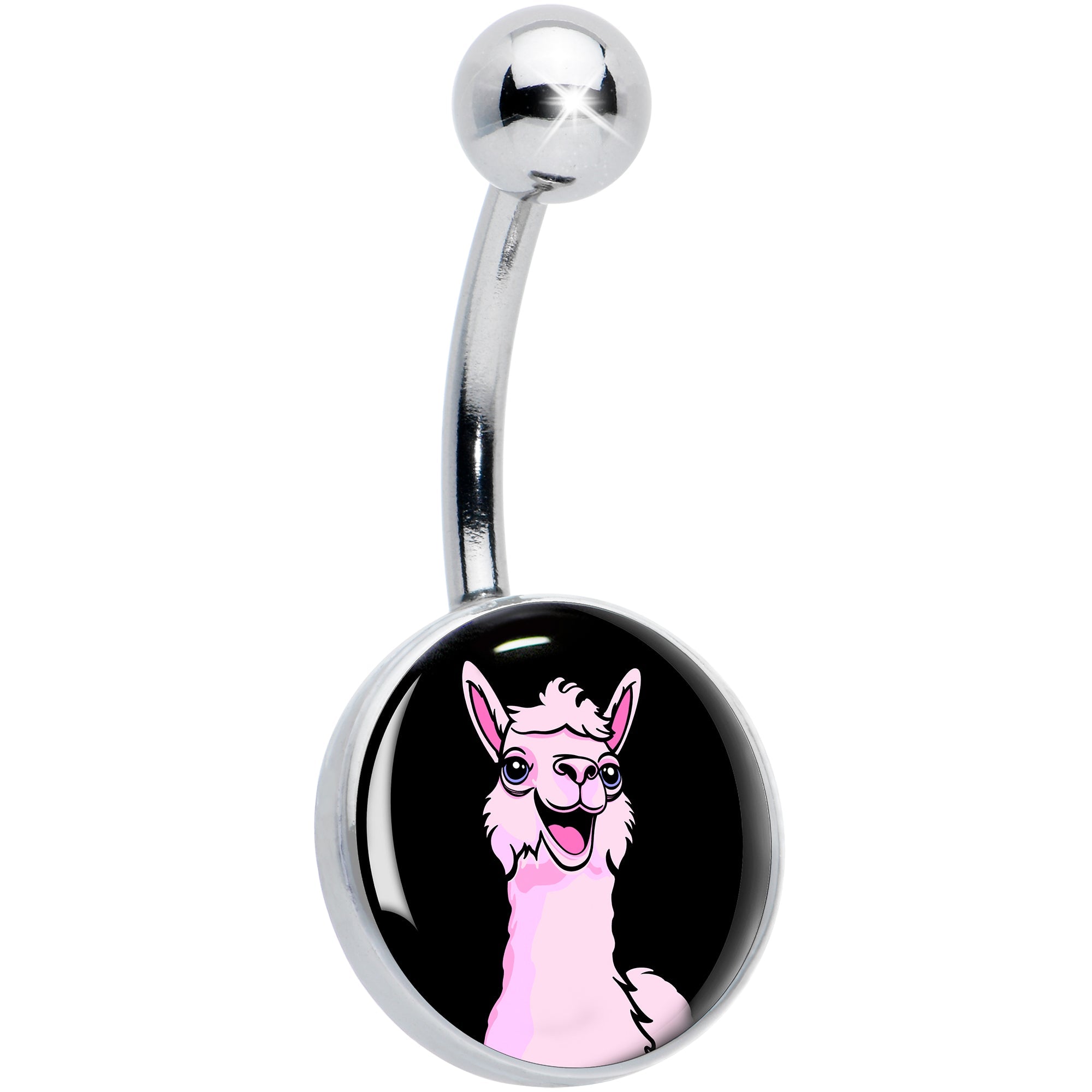 BodyCandy Pink Happy Llama Belly Ring by Onyx O — main product shot