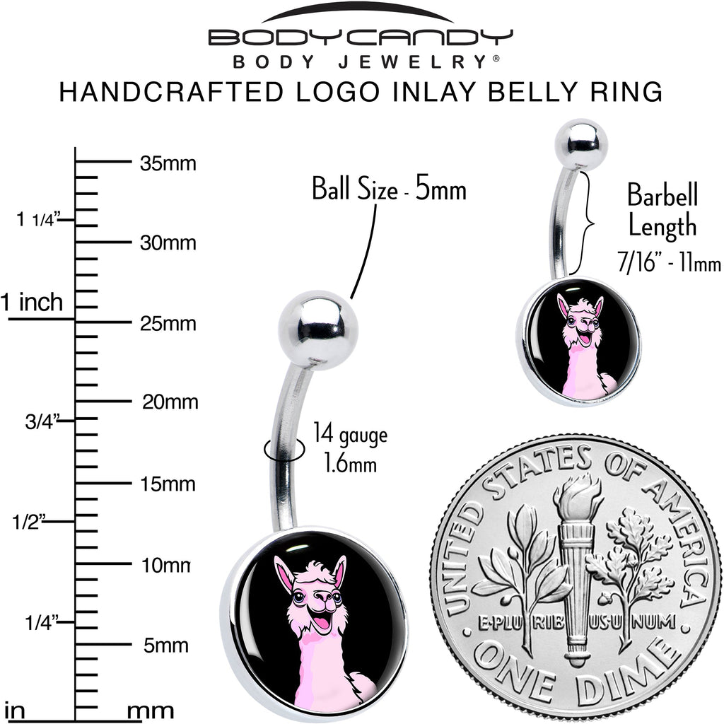 BodyCandy Pink Happy Llama Belly Ring by Onyx O — alternative angle