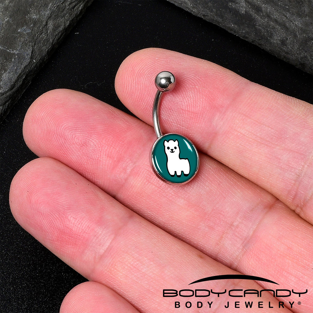 BodyCandy White Llama Belly Ring by Onyx O — detail close-up