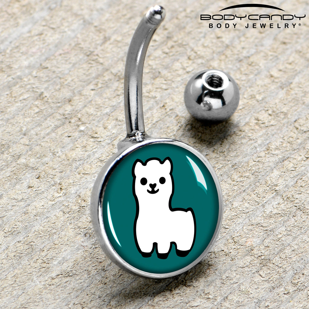 BodyCandy White Llama Belly Ring by Onyx O — side view