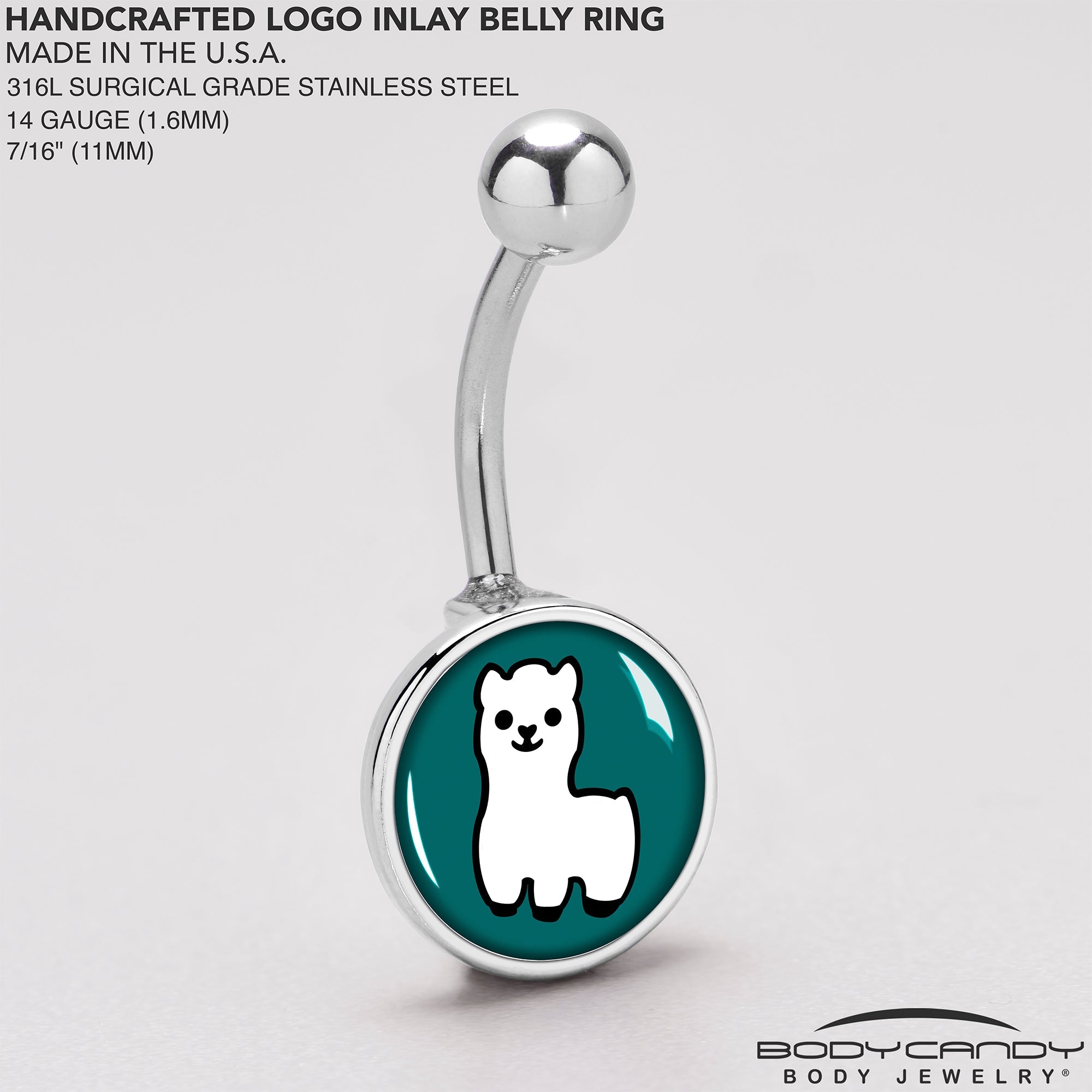 BodyCandy White Llama Belly Ring by Onyx O — back view