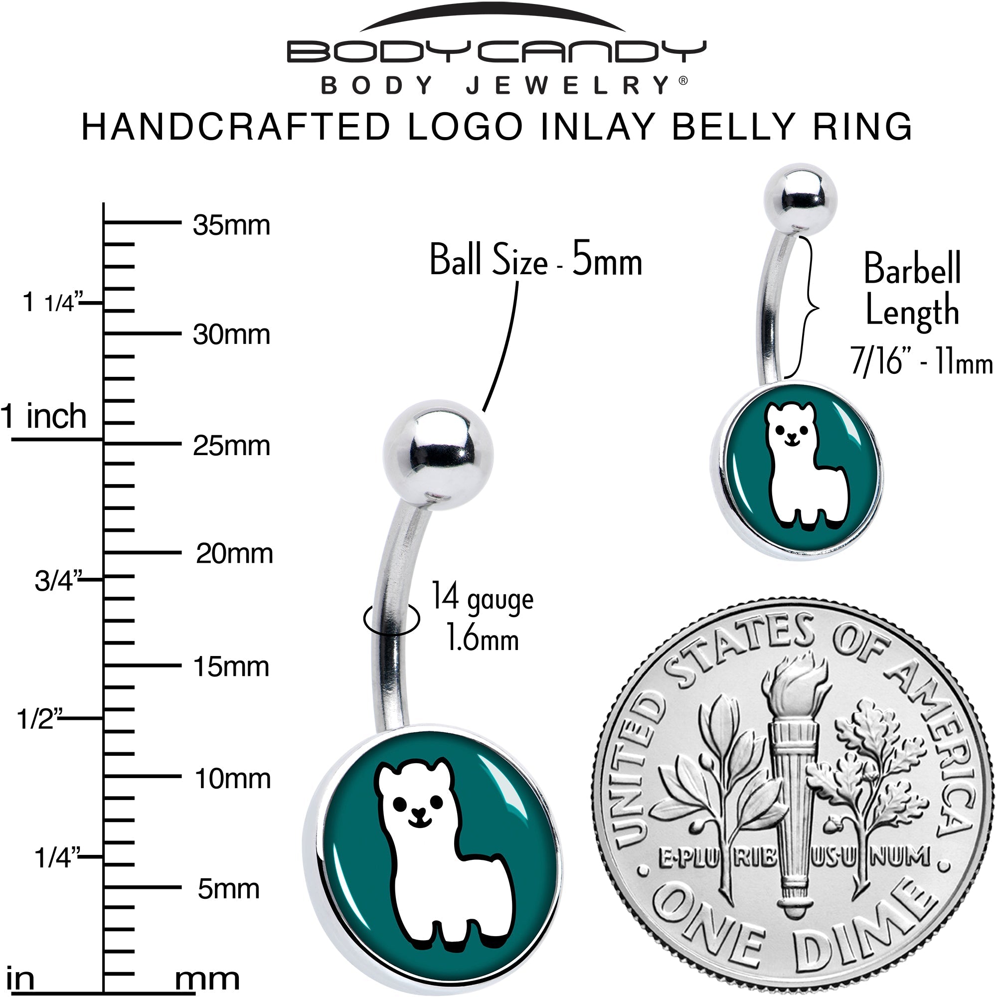BodyCandy White Llama Belly Ring by Onyx O — alternative angle