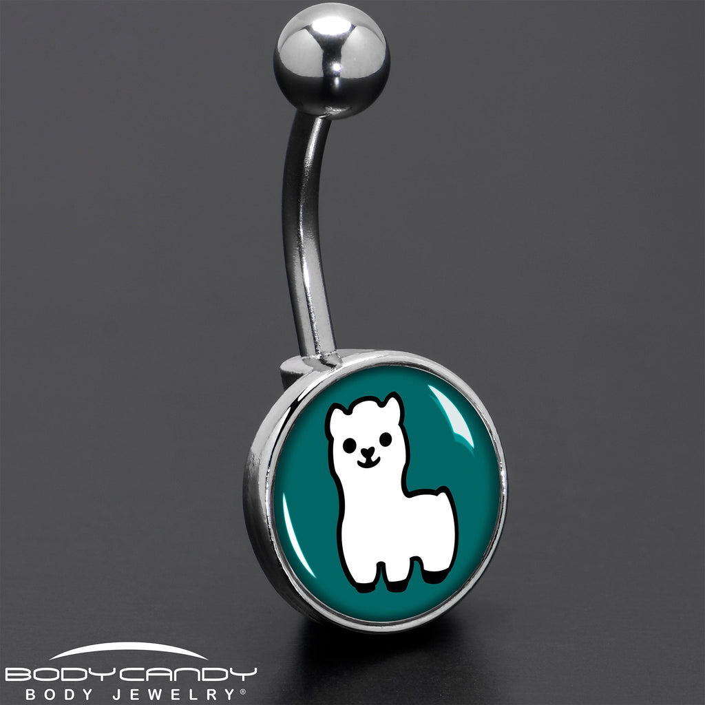 BodyCandy White Llama Belly Ring by Onyx O — in-use photo