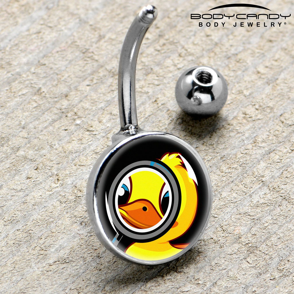 BodyCandy Magnified Yellow Duck Belly Ring by Onyx O — side view
