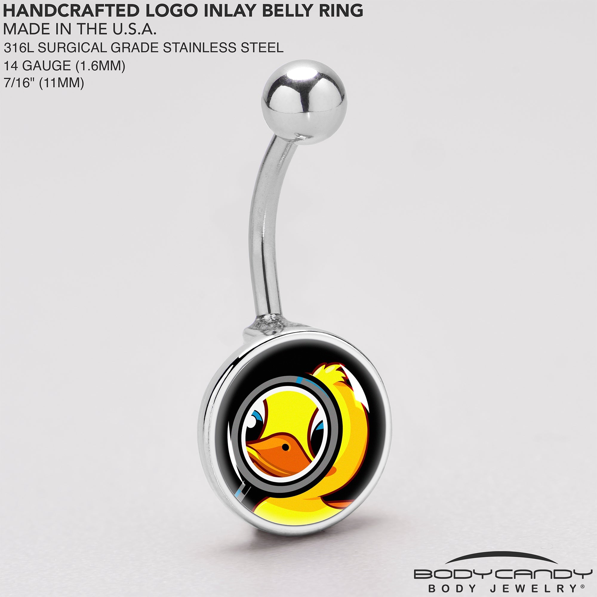 BodyCandy Magnified Yellow Duck Belly Ring by Onyx O — back view