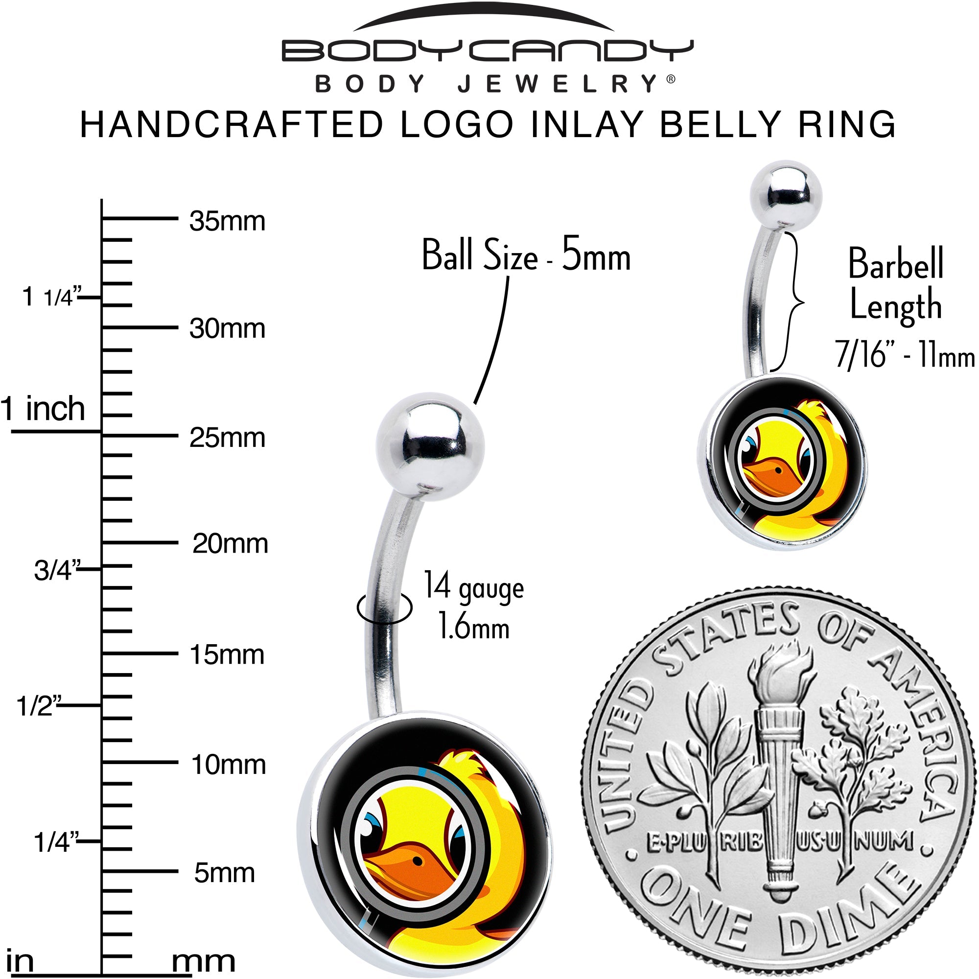 BodyCandy Magnified Yellow Duck Belly Ring by Onyx O — alternative angle