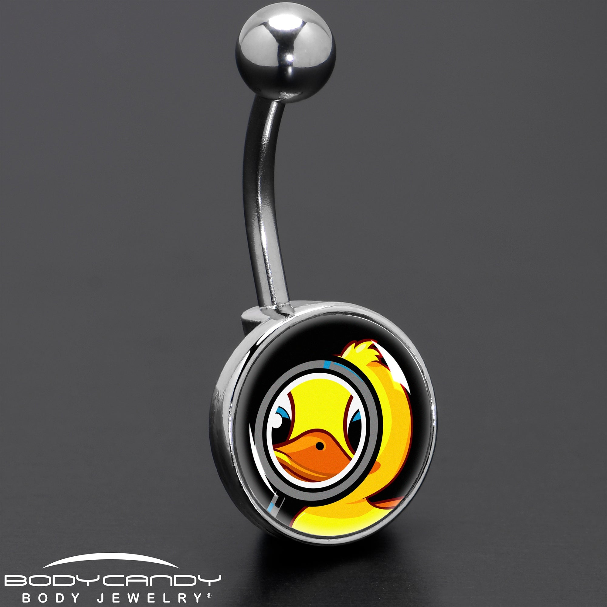 BodyCandy Magnified Yellow Duck Belly Ring by Onyx O — in-use photo