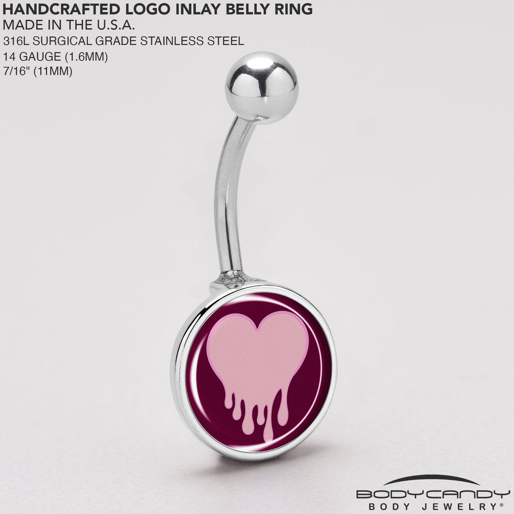BodyCandy Pinkish Melting Heart Belly Ring by Onyx O — back view