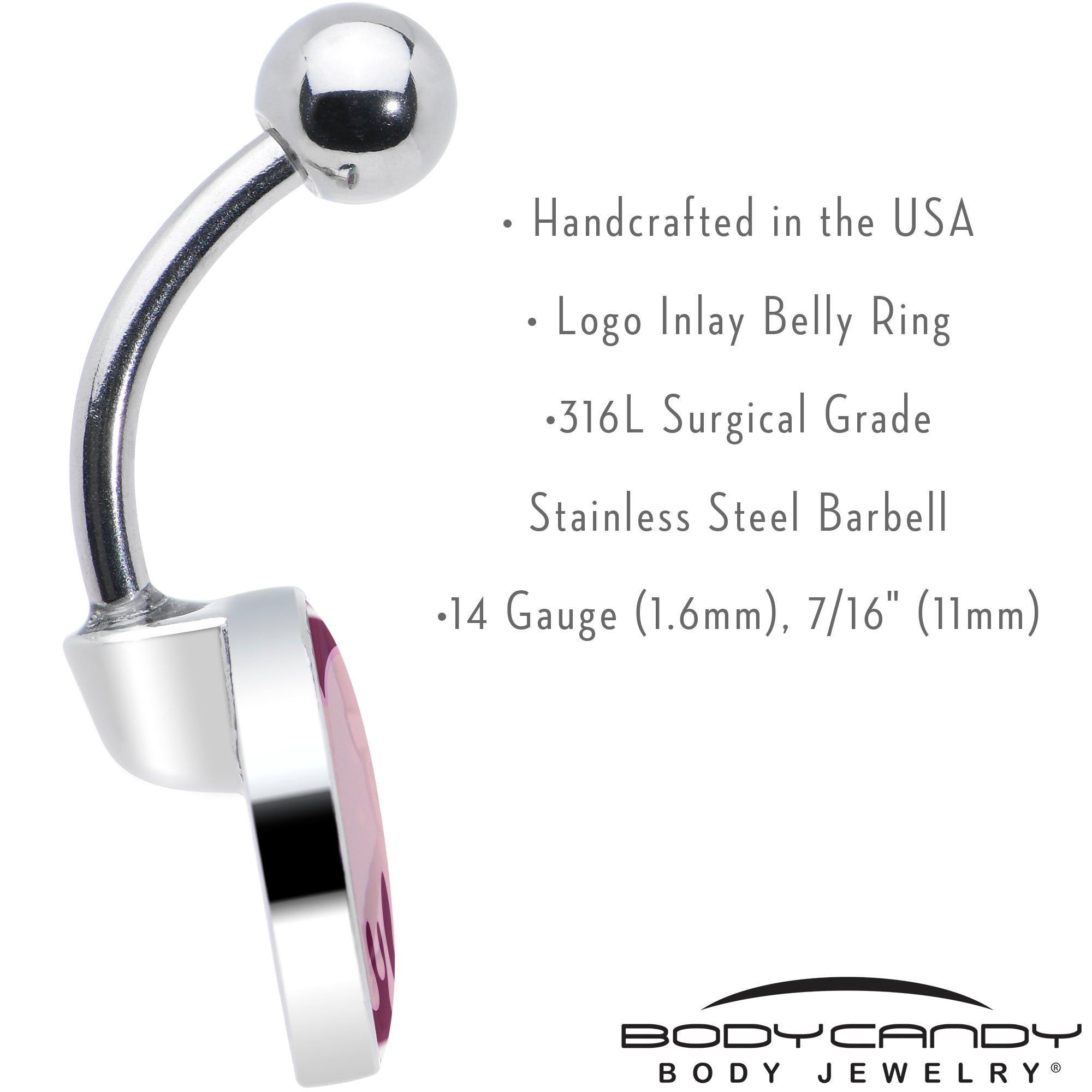 BodyCandy Pinkish Melting Heart Belly Ring by Onyx O — in-use photo
