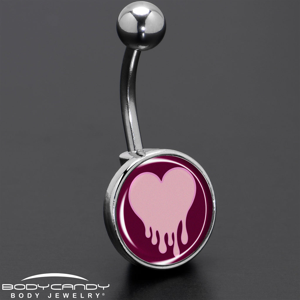 BodyCandy Pinkish Melting Heart Belly Ring by Onyx O — size reference
