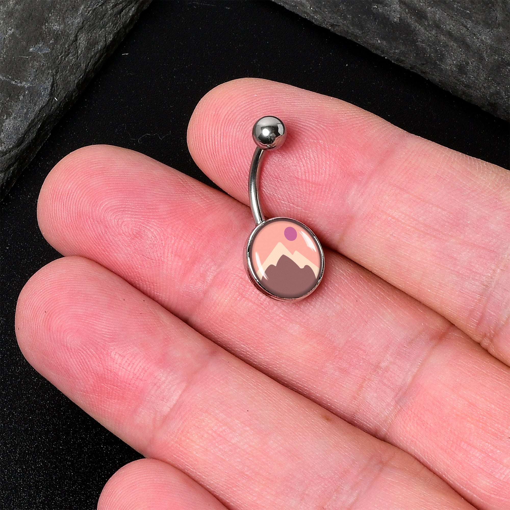 BodyCandy Mountain Sunrise Belly Ring by Onyx O — detail close-up