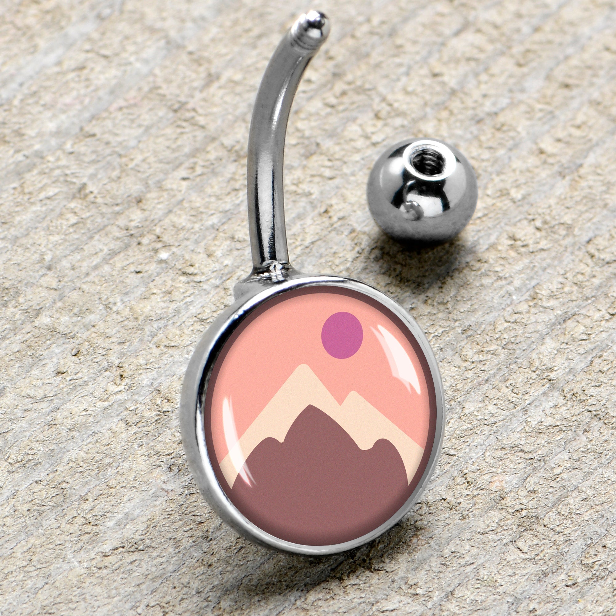 BodyCandy Mountain Sunrise Belly Ring by Onyx O — side view