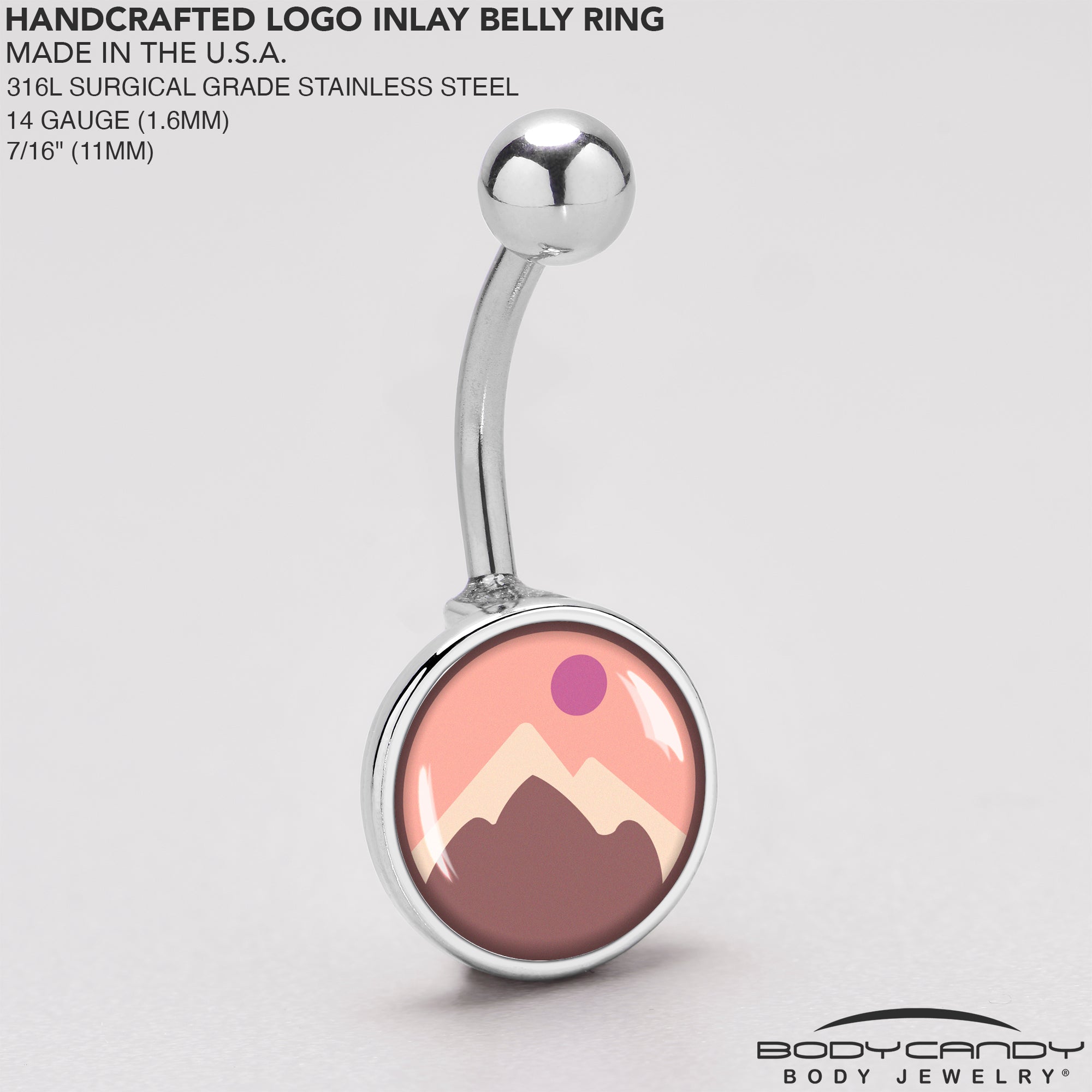 BodyCandy Mountain Sunrise Belly Ring by Onyx O — back view