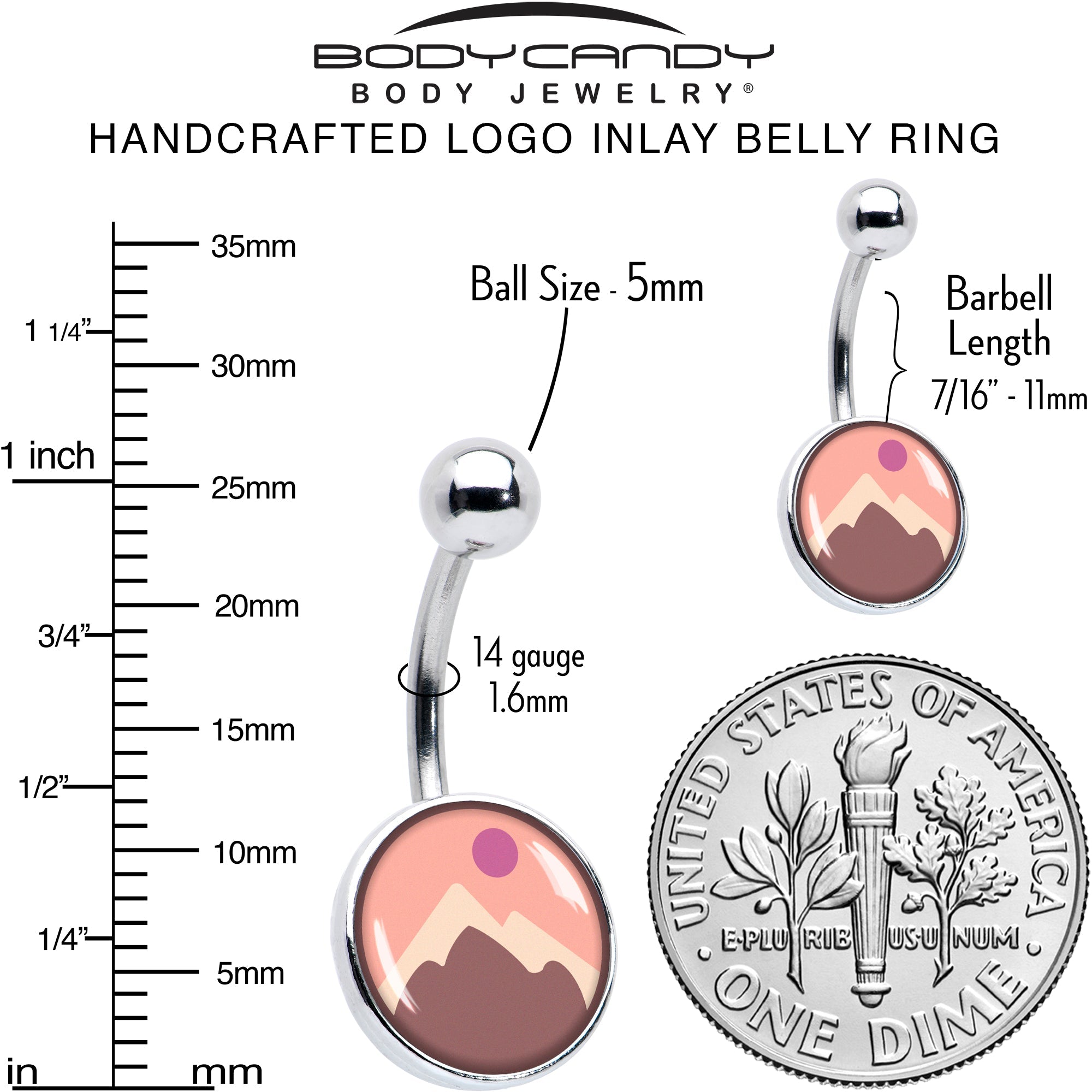 BodyCandy Mountain Sunrise Belly Ring by Onyx O — alternative angle