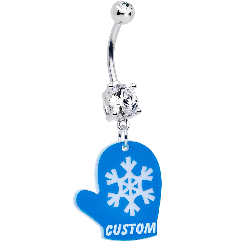 BodyCandy Custom Holiday Mitten Personalized Dangle Belly Ring — lifestyle context
