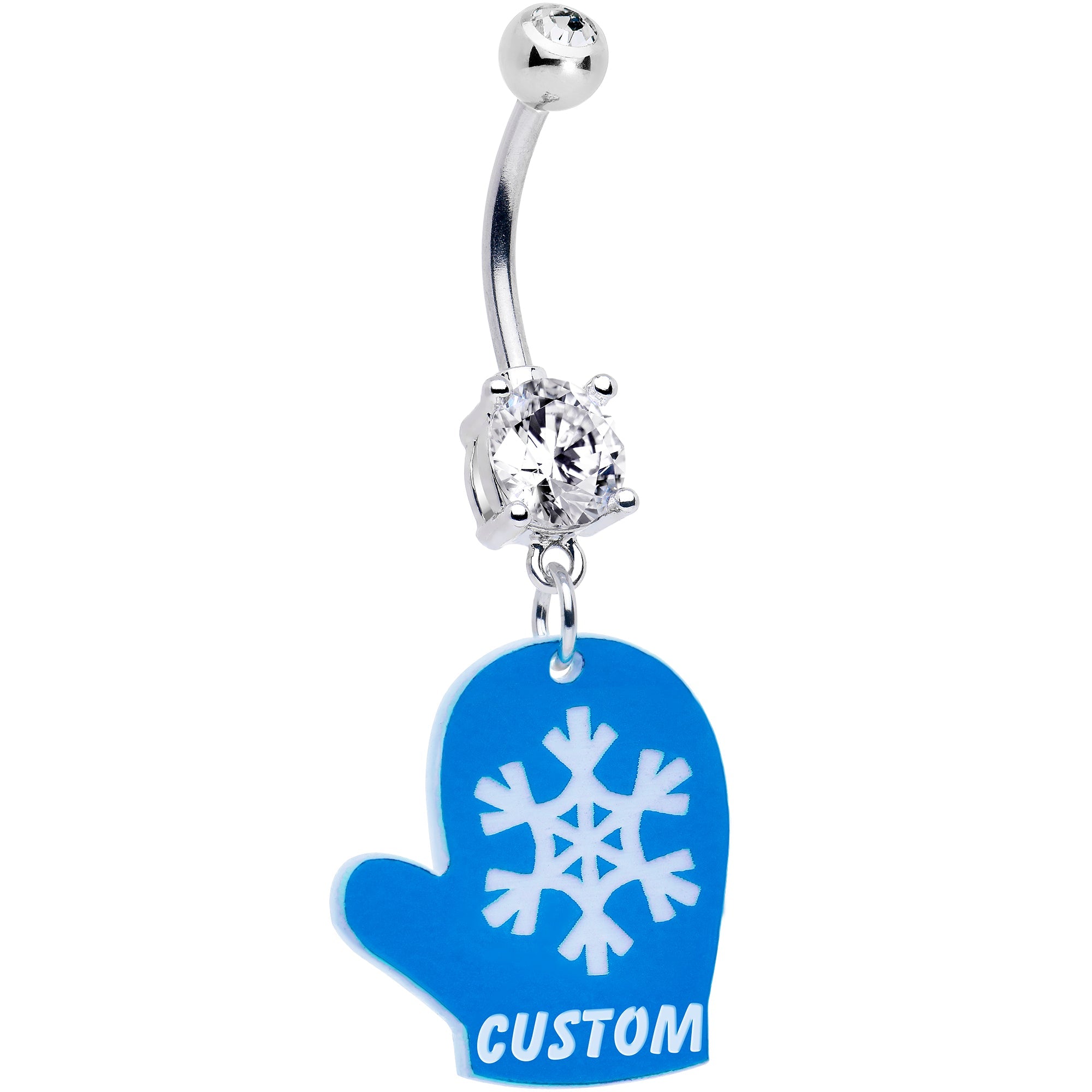 BodyCandy Custom Holiday Mitten Personalized Dangle Belly Ring — lifestyle context