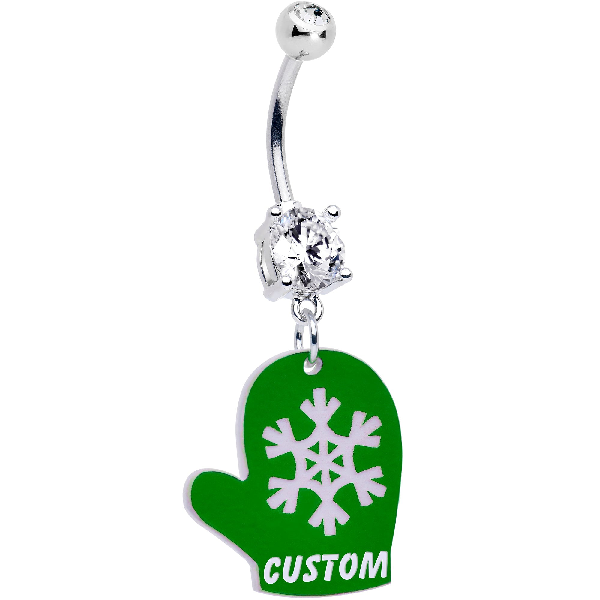 BodyCandy Custom Holiday Mitten Personalized Dangle Belly Ring — alternative angle