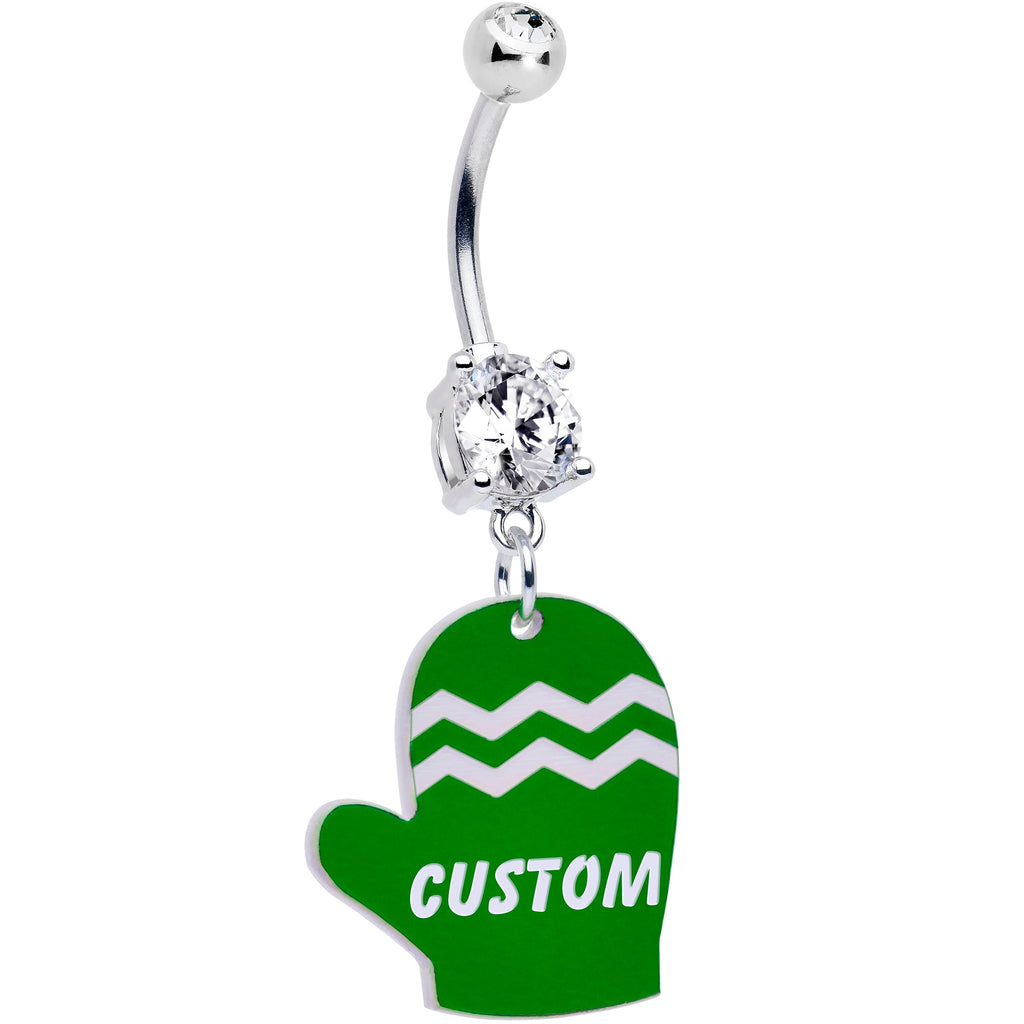 BodyCandy Custom Holiday Mitten Personalized Dangle Belly Ring — back view