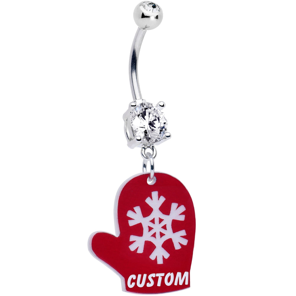 BodyCandy Custom Holiday Mitten Personalized Dangle Belly Ring — main product shot