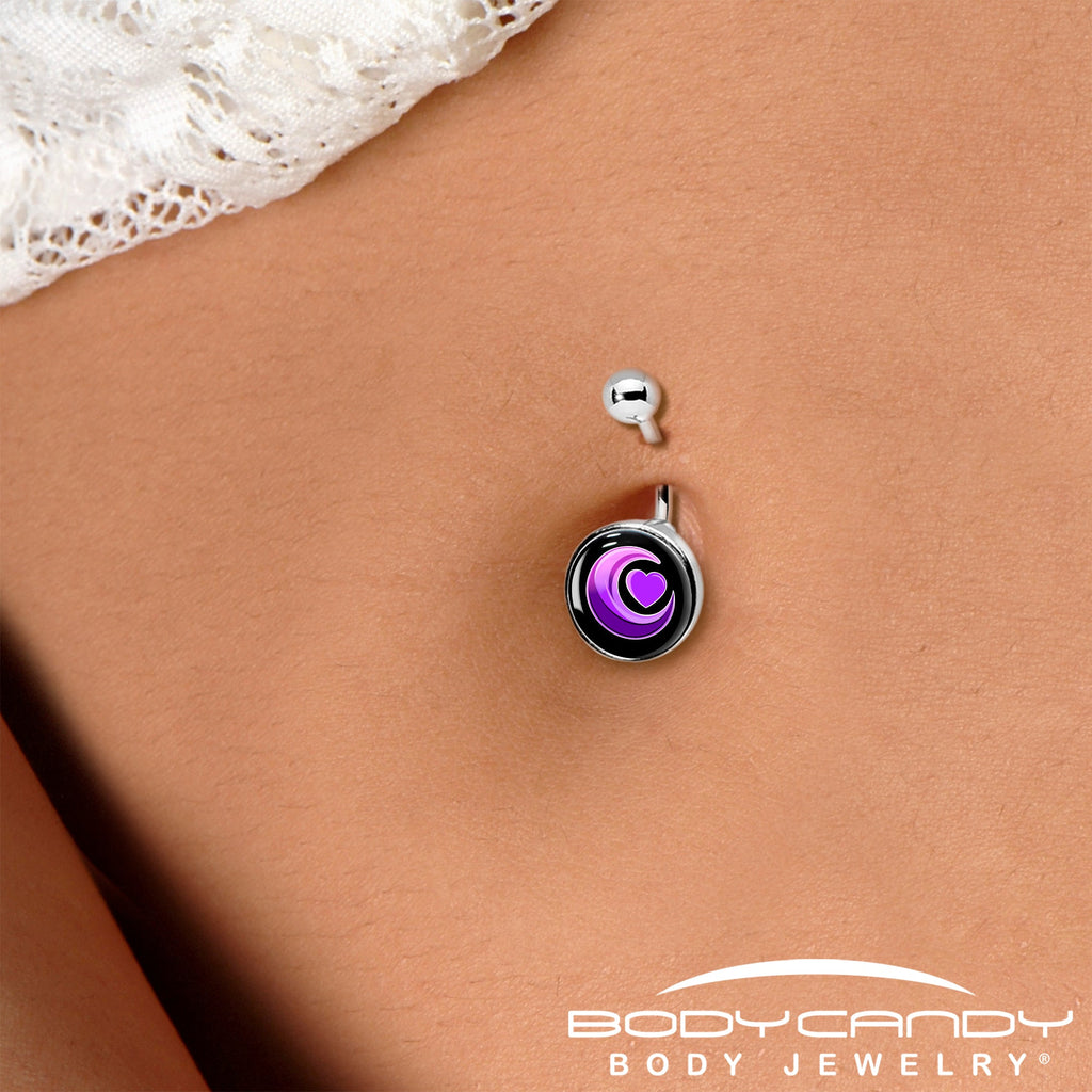 BodyCandy Crescent Moon Heart Belly Ring by Onyx O — lifestyle context